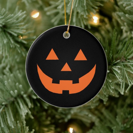 Halloween zwarte sinaasappel Jack o lantern pompoe Keramisch Ornament (Boom)