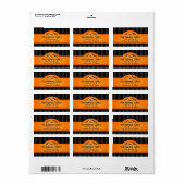 Halloween zwarte strepen & Sinaasappel labels met  (Full Sheet)