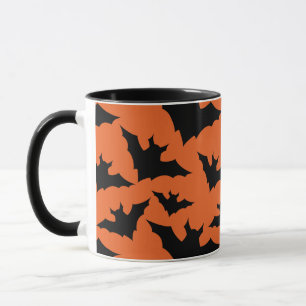 Halloween zwarte vleermuizen oranje cool griezelig mok