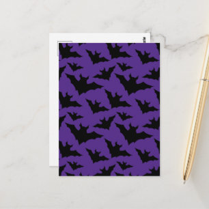 Halloween zwarte vleermuizen paarse koele griezeli briefkaart