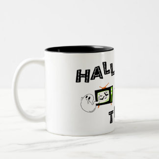Halloweenathon Logo met Skele Tweekleurige Koffiemok