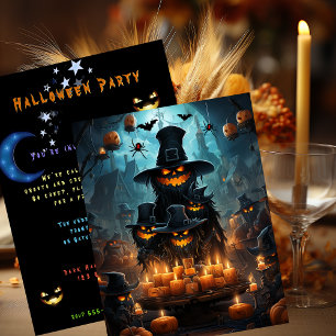 Halloweenfeest Donkere Griezelfeest Pompoenen Vlee Kaart