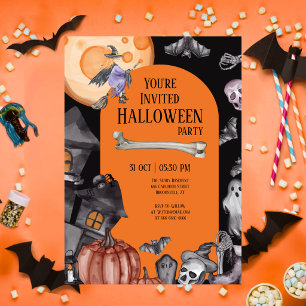 Halloweenfeest Eet Drink Wees Schrikbarend Kaart