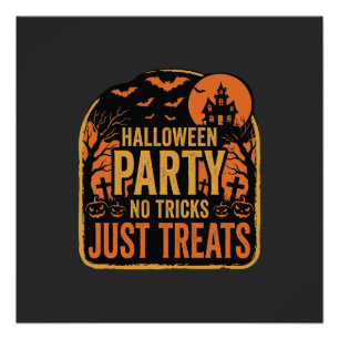Halloweenfeest Geen Streken Alleen Treats Ontwerp_ Perfect Poster