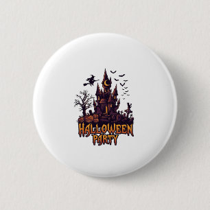 Halloweenfeest Geheime Kasteel Pompoenen Vleermuiz Ronde Button 5,7 Cm