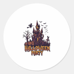 Halloweenfeest Geheime Kasteel Pompoenen Vleermuiz Ronde Sticker