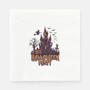 Halloweenfeest Geheime Kasteel Pompoenen Vleermuiz Servet