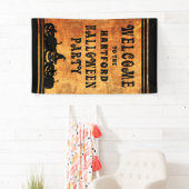 Halloweenfeest gepersonaliseerd welkom spandoek (Insitu)