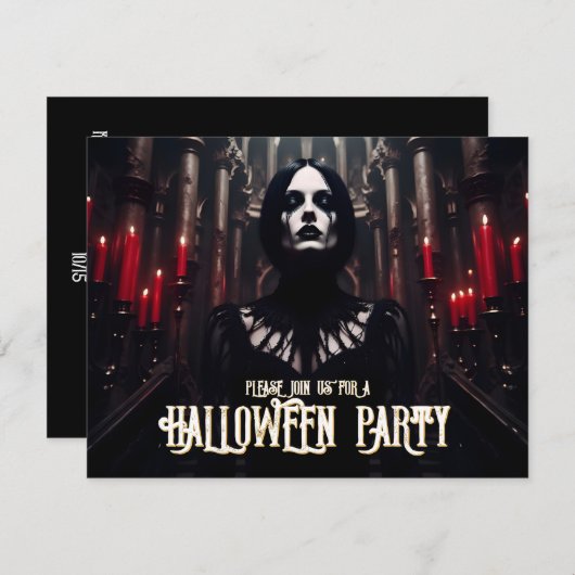 Halloweenfeest - Gothic Dark Invitation (Voorkant / Achterkant)