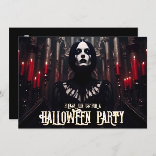 Halloweenfeest - Gothic Dark Invitation (Voorkant / Achterkant)