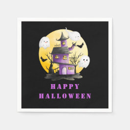 Halloweenfeest met spookhuis en spoken servet