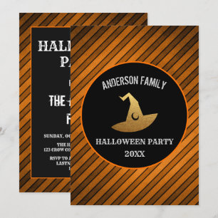 Halloweenfeest Oranje en zwarte heks Kaart