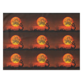 Halloweenfeest Oranje en Zwarte Spoken Tafelkleed (Voorkant (Horizontaal))