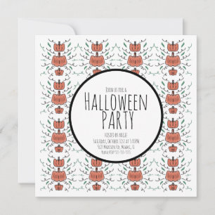 Halloweenfeest Pompoen Doodles Kaart