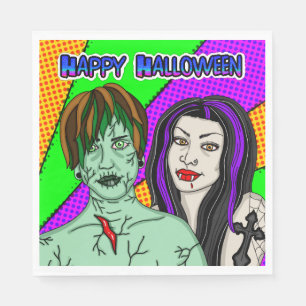Halloweenfeest   Pop Art zombie Vampier  Servet
