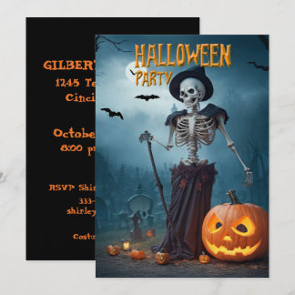 Halloweenfeest Skelet en Pompoenen Kaart