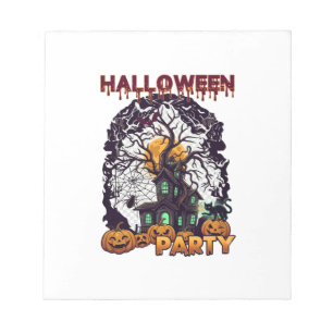 Halloweenfeest Spoken Huis Boom Pompoenen Zwart  Notitieblok