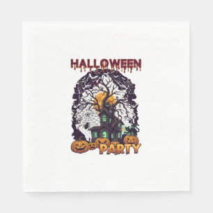 Halloweenfeest Spoken Huis Boom Pompoenen Zwart Servet