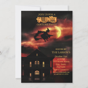 Halloweenfeest Spoken Huis en Heks Uitnodiging