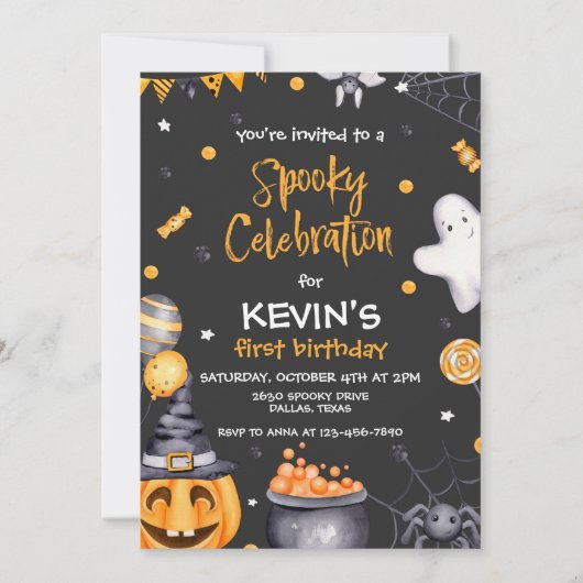 Halloweenfeest Spooky Verjaardag Kaart (Voorkant)