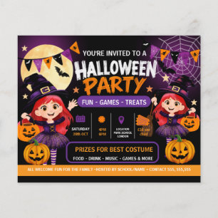 Halloweenfeest voor kinderen uitnodiging   Schatti Flyer