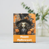 Halloweenheks met pompoenen briefkaart (Staand voorkant)