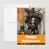 Halloweenheks met pompoenen briefkaart (Voorkant / Achterkant)