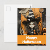 Halloweenheks met pompoenen briefkaart (Voorkant / Achterkant)
