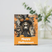 Halloweenheks met pompoenen briefkaart (Staand voorkant)