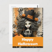 Halloweenheks met pompoenen briefkaart (Voorkant / Achterkant)