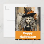 Halloweenheks met pompoenen briefkaart (Voorkant / Achterkant)