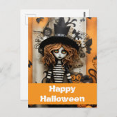 Halloweenheks met pompoenen briefkaart (Voorkant / Achterkant)