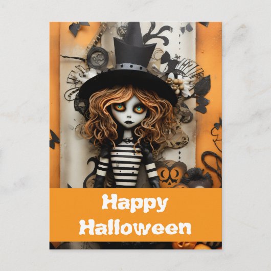 Halloweenheks met pompoenen briefkaart (Voorkant)
