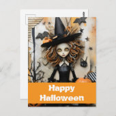 Halloweenheks met pompoenen briefkaart (Voorkant / Achterkant)