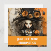 Halloweenheks met pompoenen kaart (Voorkant / Achterkant)