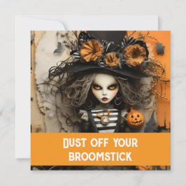 Halloweenheks met pompoenen kaart