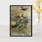 Halloweenheks op Broom Charles Folkard Kaart (Gele Bloem)