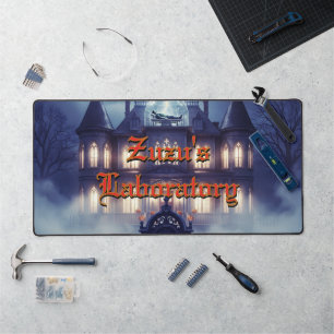 Halloweenhuis met Frankie, donkerblauw Bureaumat