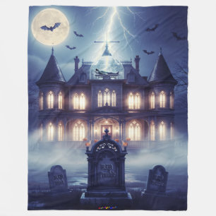 Halloweenhuis met Frankie, donkerblauw Fleece Deken