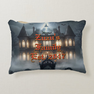 Halloweenhuis met Frankie, donkergrijs Accent Kussen