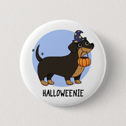 Halloweenie Funny Sausage Dog Pun Ronde Button 5,7 Cm (Voorkant)