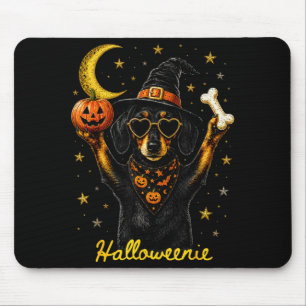 Halloweenie grappige halloween teckel heks muismat