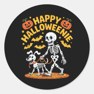 Halloweenie Skelet Wandeling Grappige Hond Liefheb Ronde Sticker