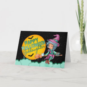 Halloweenkaartje met schattige heks kaart