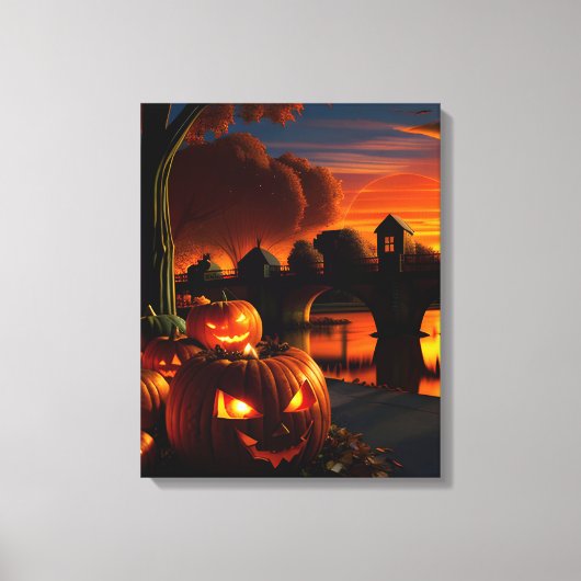Halloweenlandschap Canvas Afdruk (Voorkant)