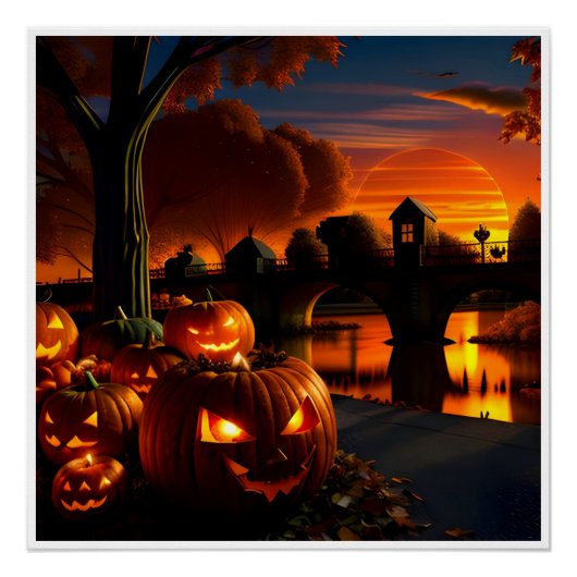 Halloweenlandschap Perfect Poster (Voorkant)