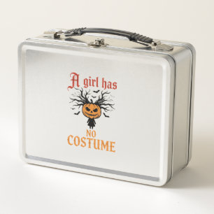 Halloweenmeisje heeft geen kostuum pompoen