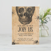 Halloweenpartij, schedel, kostuumpartij kaart (Staand voorkant)