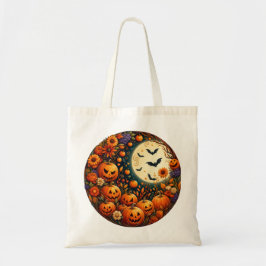 Halloweenpompoenen, maan & vleermuizen – Katoenen Tote Bag