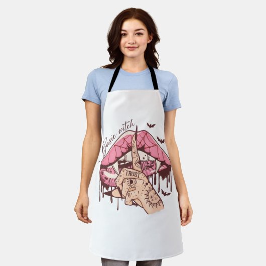 Halloween's Basic Witch bijtende lippen Schort (Gedragen)